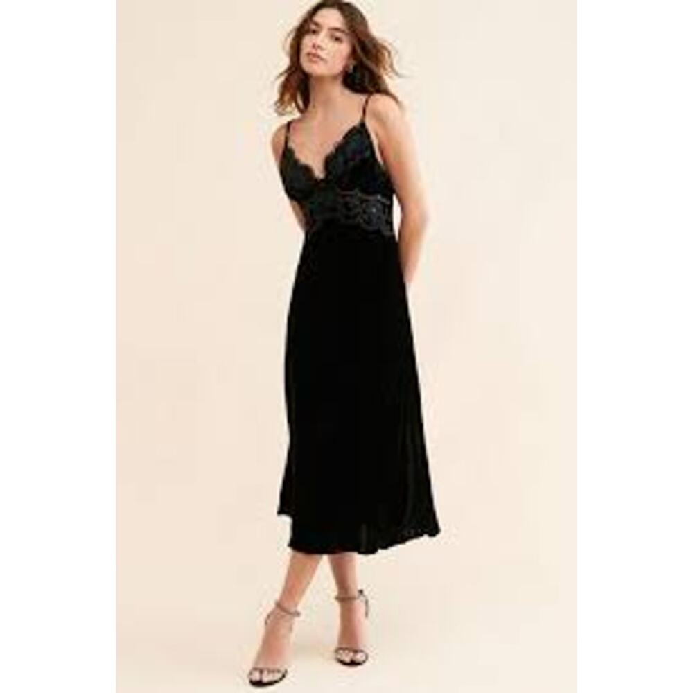 FARM Rio Richelieu Velvet Slip Dress Black Size M - Picture 2 of 10